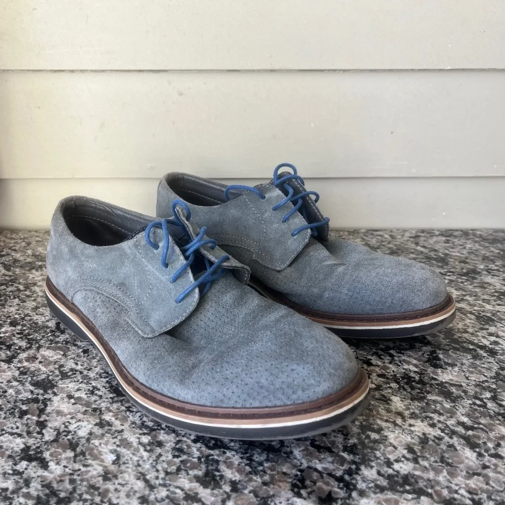 Vance Co. Men's Grey Suede Lace-Up Shoes (Size 10)